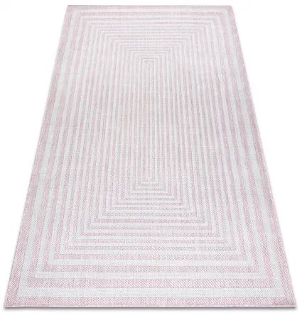 Koberec SISAL SION bludisko 22376 ploché tkanie ružová / ecru Veľkosť: 180x270 cm