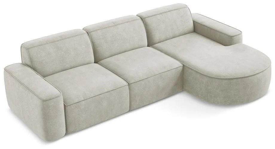 Krémová ženilková rohová pohovka (pravý roh/s leňoškou) Omao – Makamii