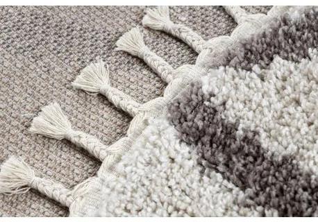 Okrúhly koberec BERBER TROIK, krémová - strapce, Maroko, Shaggy Veľkosť: kruh 120 cm