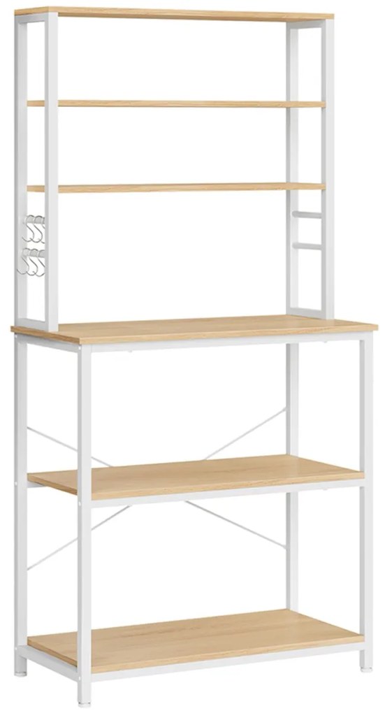 Kuchynský regál LORANO 167x80 cm, biely / dekor dub