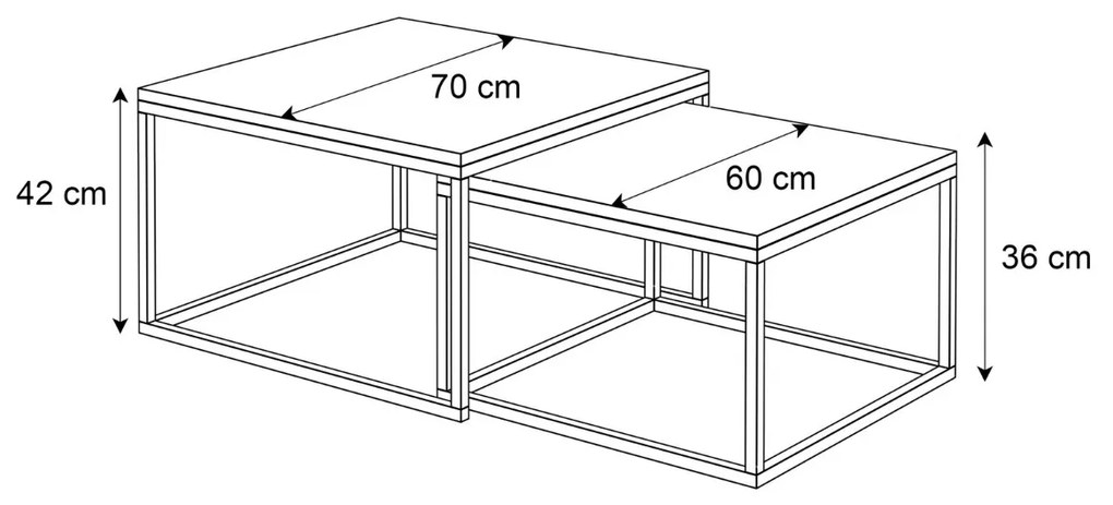 KONFERENČNÝ STOLÍK BELLA 2v1 ČIERNY LESK + BIELY 60 / 70 cm