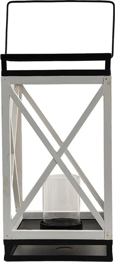 Čierno-biely kovový lampáš Fabion - 20*20*38 cm