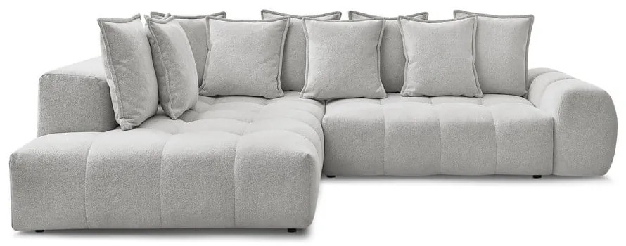 Svetlosivá ženilková rozkladacia/s úložným priestorom rohová pohovka (ľavý roh/do L) Everest – Bobochic Paris