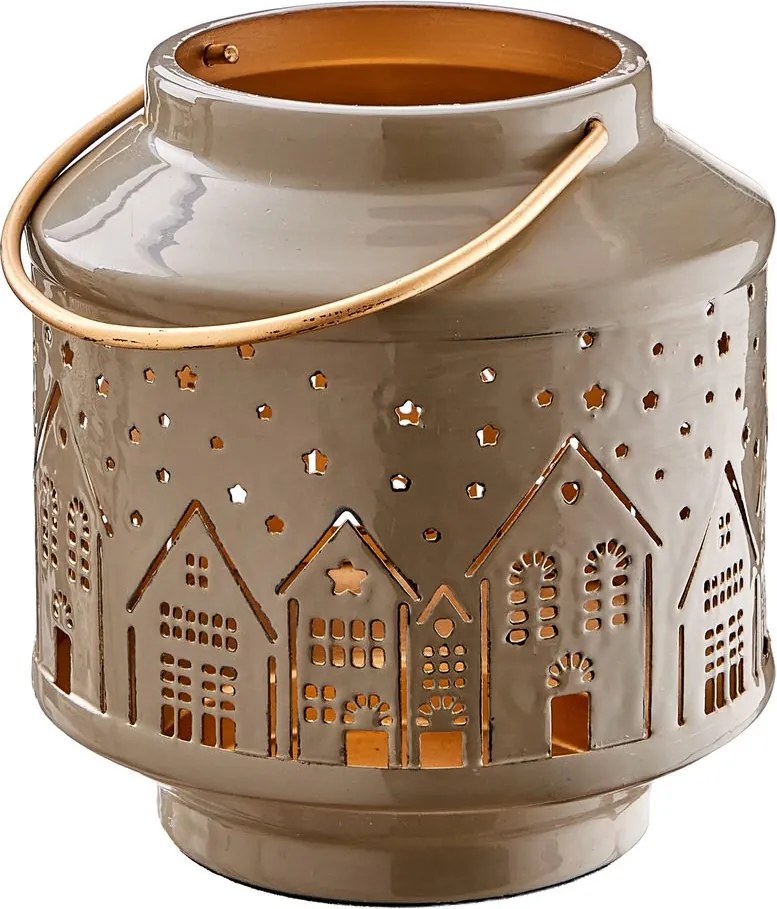 COZY HOME Lampáš kovový 17 cm - sivá