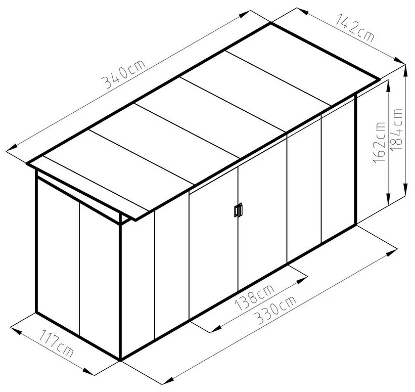 G21 Záhradný domček GRAH 483 - 340 x 142 cm, metalický šedý 63900992
