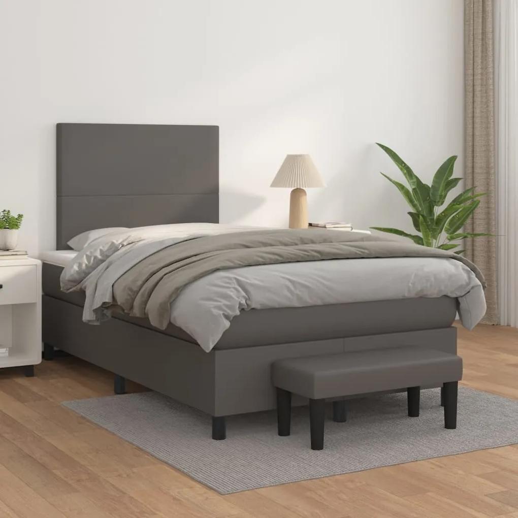 Boxspring posteľ s matracom sivá 120x200 cm umelá koža 3137537