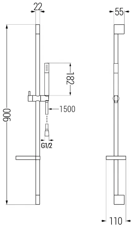 Mexen Zero DS70 sprchová sada, čierna, 71104DS70-70