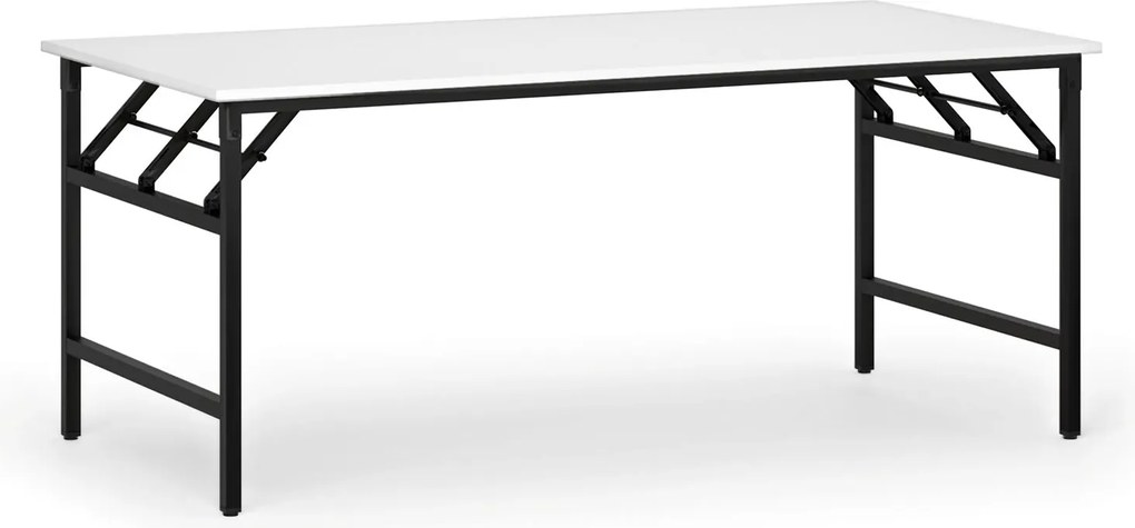 Konferenčný stôl FAST READY, 180x90 cm, čierna podnož, biela