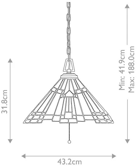 Elstead QZ-INGLENOOK-P-A - Luster na reťazi v štýle Tiffany INGLENOOK 3xE27/60W/230V