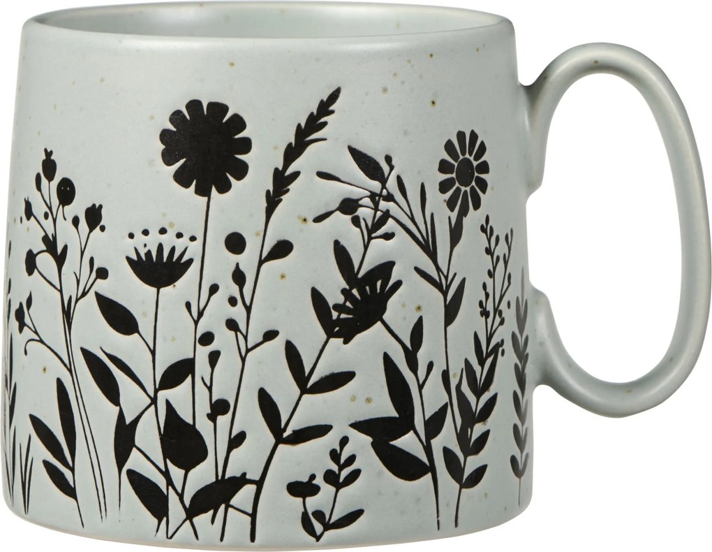 Ib Laursen Kameninový hrnček Dusty Blue flower silhouettes 300 ml