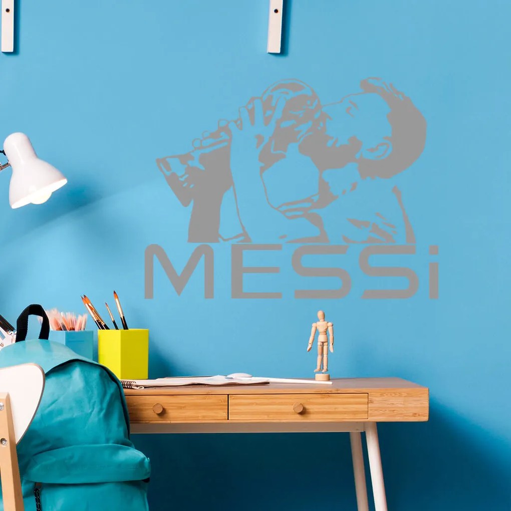 Veselá Stena Samolepka na stenu na stenu Lionel Messi pohár Farba: černá