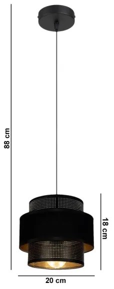Luster na lanku NESS 1xE27/60W/230V čierna