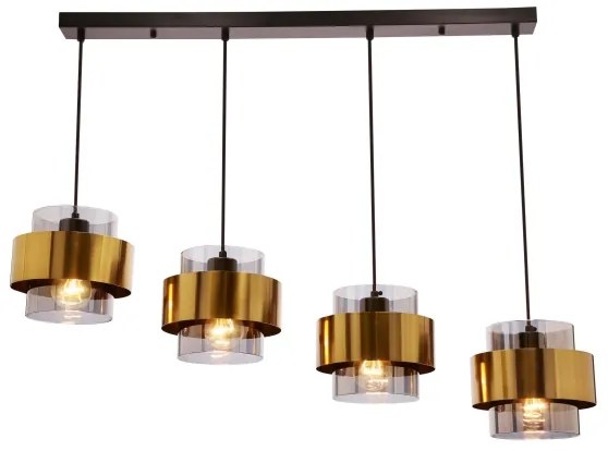Luster na lanku SPIEGA 4xE27/60W/230V zlatá/čierna