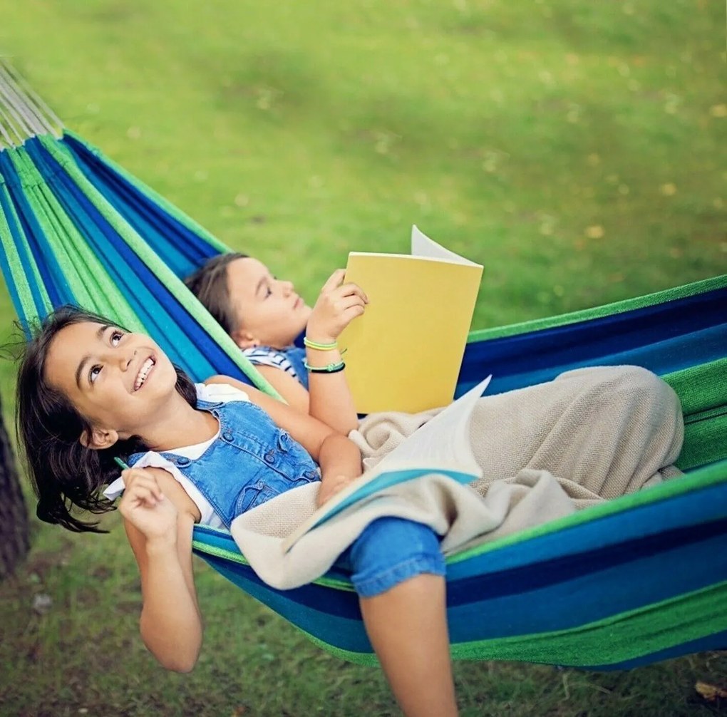 Bluegarden Bluegarden, závesná hojdacia sieť pre jednu osobu 200x86 cm 480142B 1, modrá-zelená, OGR-09026