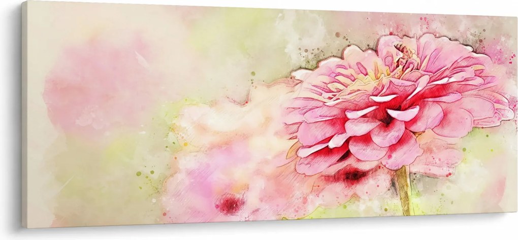 Obraz - Ružový kvet, aquarel (120x50 cm)