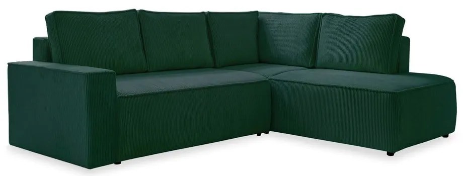 Tmavozelená menčestrová rozkladacia rohová pohovka (pravý roh) Brave Dave – Miuform