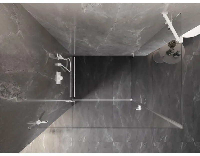 Mexen Lunar-B, výklopný sprchový kút ľavý 100 x 80 cm, 8mm číre sklo, biely profil, 832-100-080-20-00-L