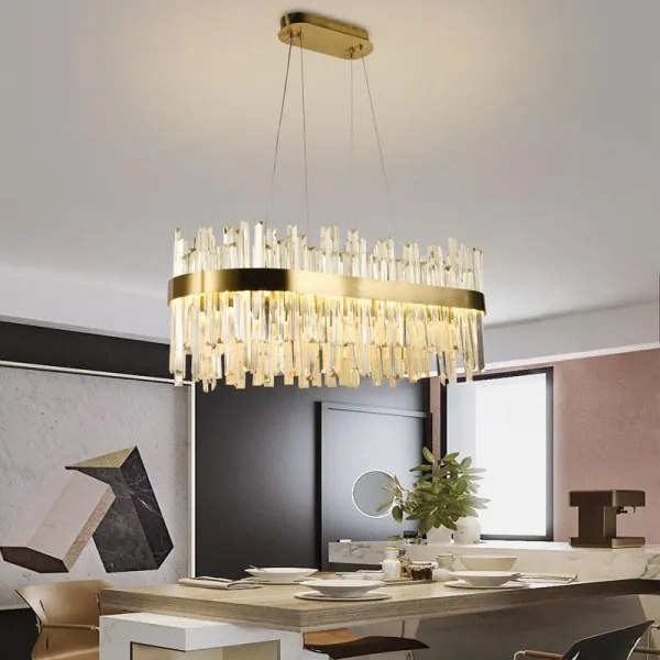 LED Stmievateľný krištáľový luster na lanku LED/90W/230V + diaľkové ovládanie