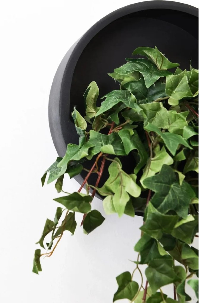 Kvetináč na stenu MURA, sklolaminát, Ø 30 cm, čierna