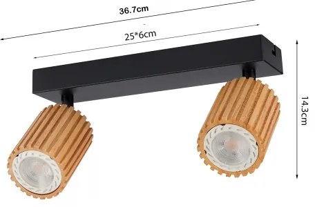 Brilagi - Bodové svietidlo MODERN WOOD 2xGU10/8W/230V drevené/čierne