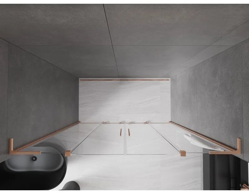 Mexen Velar L Duo, posuvné sprchové dvere do otvoru 170 cm, 8mm číre sklo, medená matná, 871-170-003-02-65