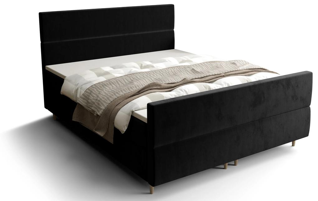 Manželská posteľ Boxspring 140 cm Flu Plus Comfort (čierna) (s matracom a úložným priestorom). Vlastná spoľahlivá doprava až k Vám domov. 1055952