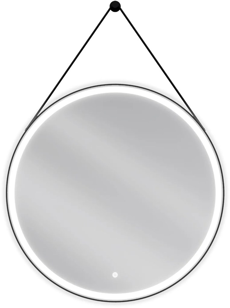 Mexen Reni, LED kúpeľňové zrkadlo s podsvietením 80x80 cm, 6000K, čierny rám, ochrana proti zahmlievaniu, 9812-080-080-611-70