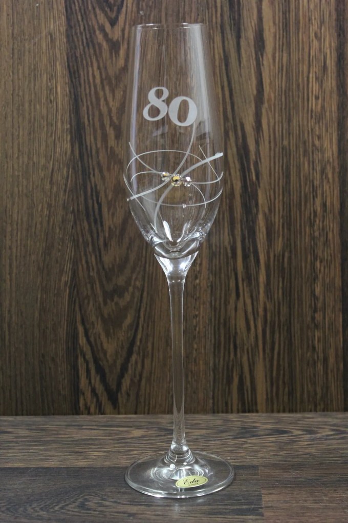 Výročný pohár na 80. narodeniny ŠAMPANSKÉ 2. so swarovski kryštálmi