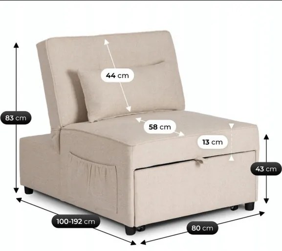 Kreslo EMILIO 67 cm, béžové