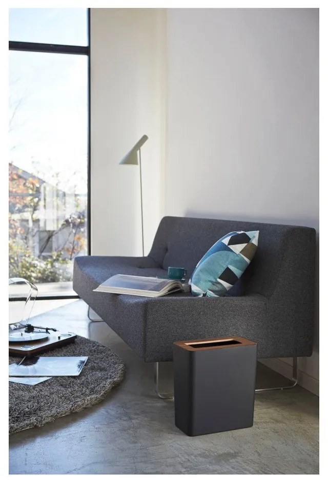 Čierny kancelársky oceľový odpadkový kôš 10 l Rin – YAMAZAKI