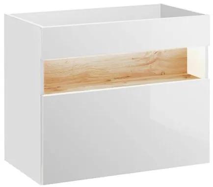 Kúpeľňová skrinka CMD BAHAMA WHITE 821 dub wotan/alpská biela/biely vysoký lesk