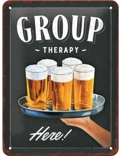 Plechová ceduľa Group Therapy, (15 x 20 cm)