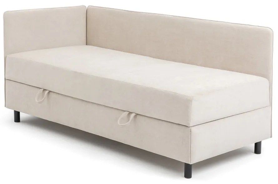 Béžová čalúnená jednolôžková posteľ s úložným priestorom s matracom 120x200 cm Avela – Bonami Selection