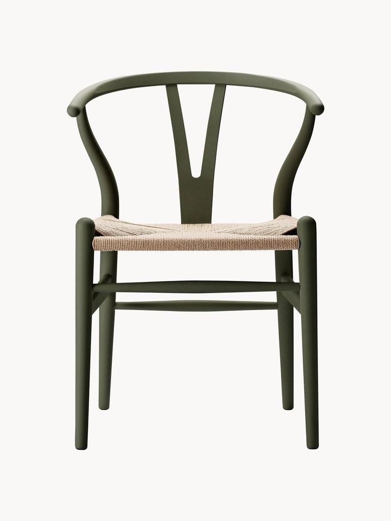 Drevená stolička's ručne tkanou sedacou plochou CH24 Wishbone Chair