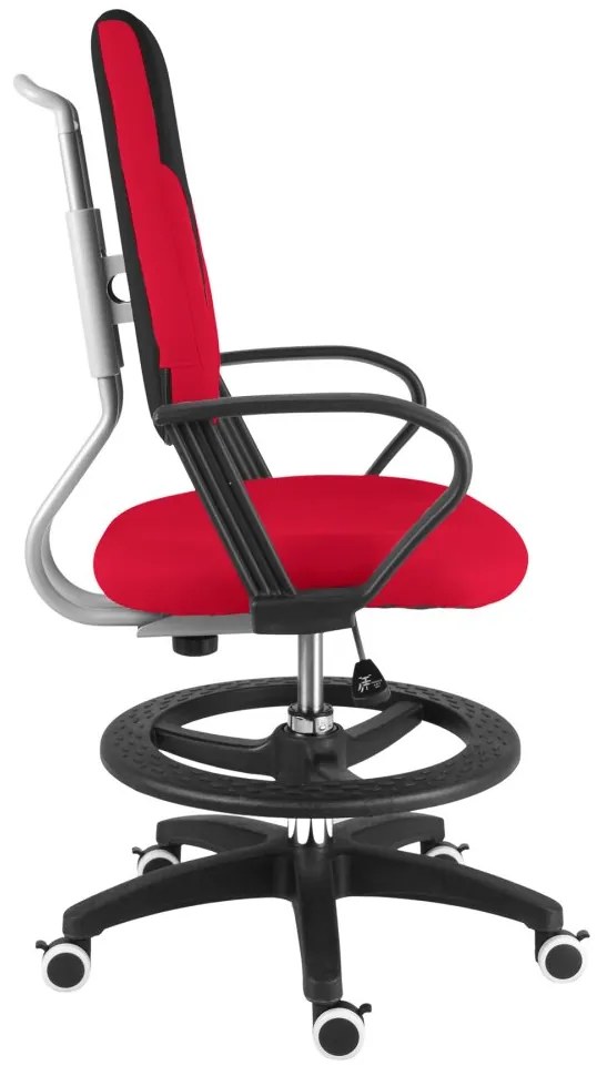 Detská rastúca stolička Neoseat KINDER — látka, čierna / červená