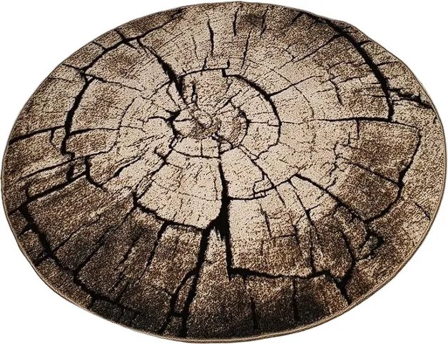 HU Okrúhly Hnedý koberec Loft vzor peň