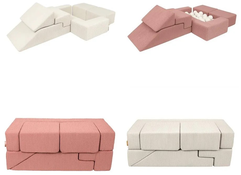 Tyrkysovomodré menčestrové penové ihrisko 100x35x40 cm Montessori – Meowbaby