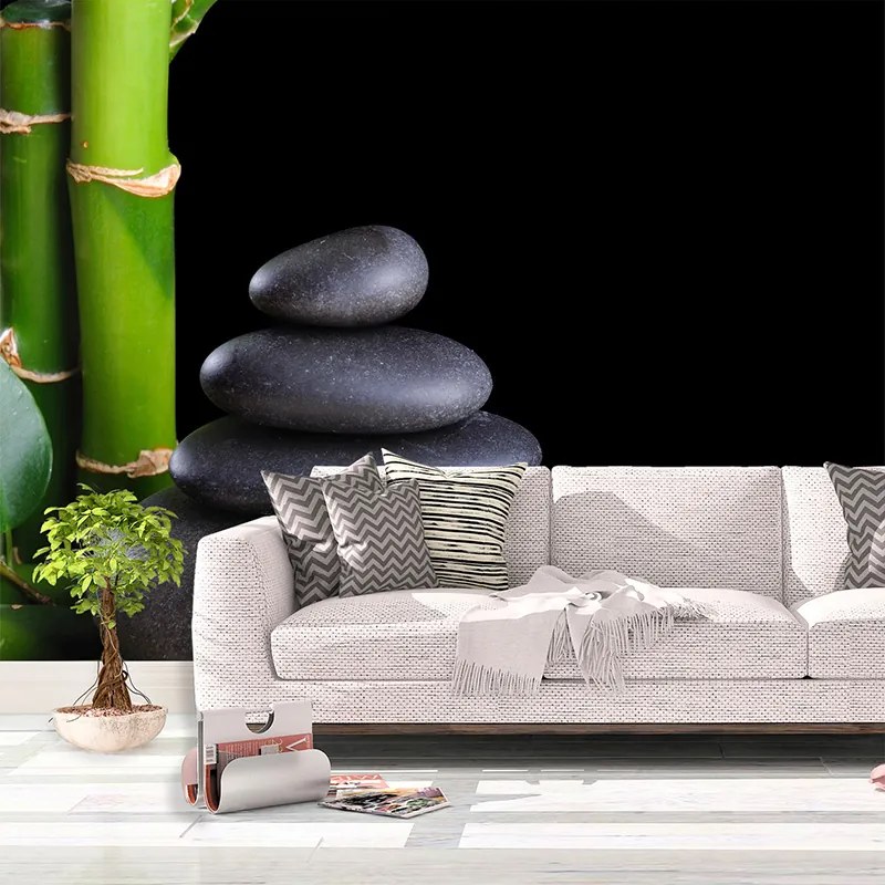 Sablio Tapeta Bambus a kamene - 208x125 cm