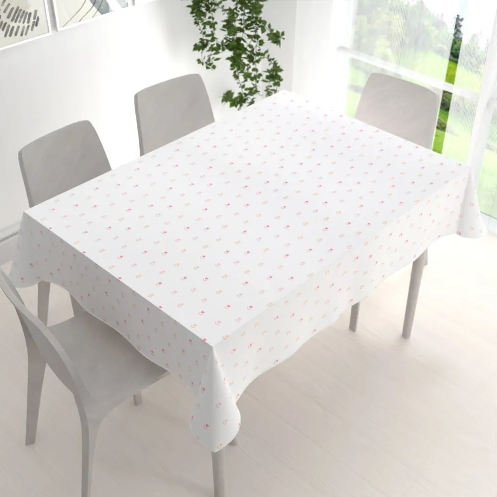 Biante Teflónový obdĺžnikový obrus TF-115 Farebné tulipániky na bielom 80x120 cm