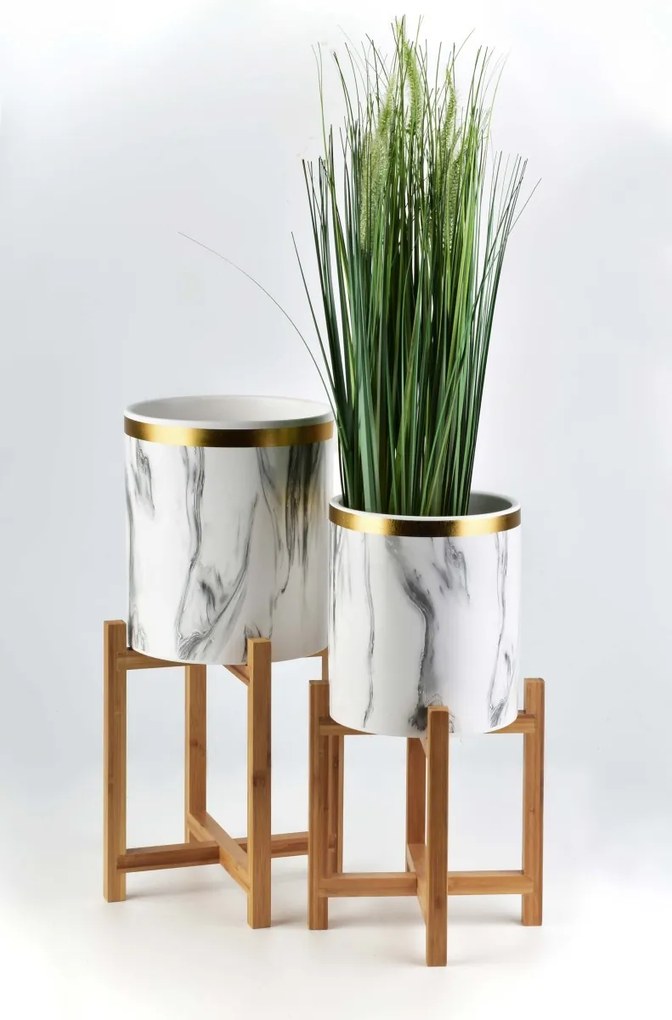 Kvetináč na stojane Ava I biely so vzorom