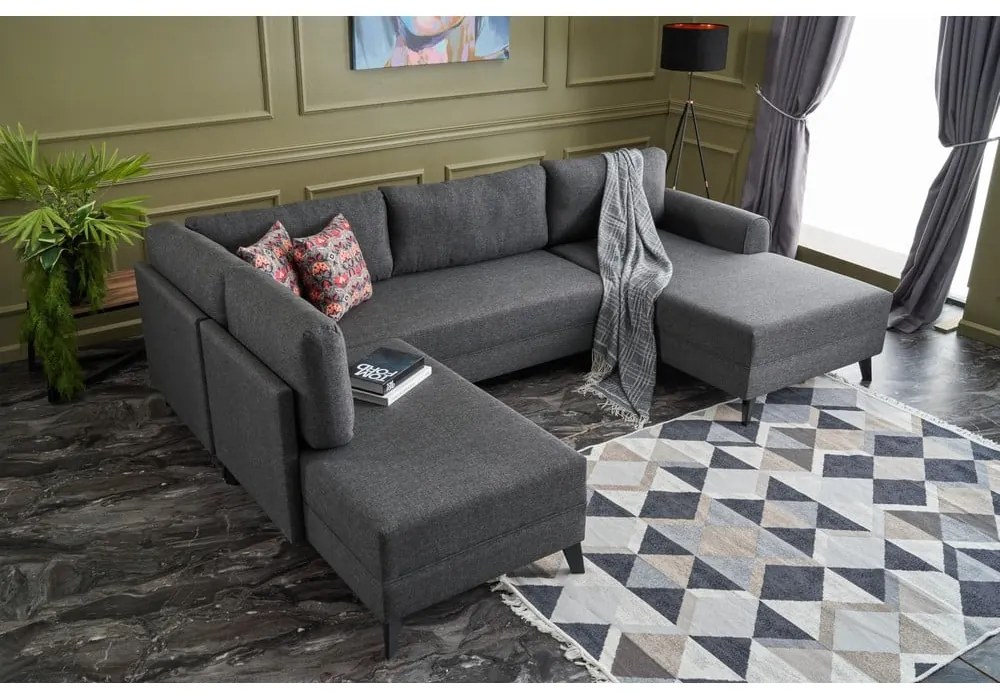 Antracitovosivá rohová pohovka (do tvaru "U") Belen – Balcab Home