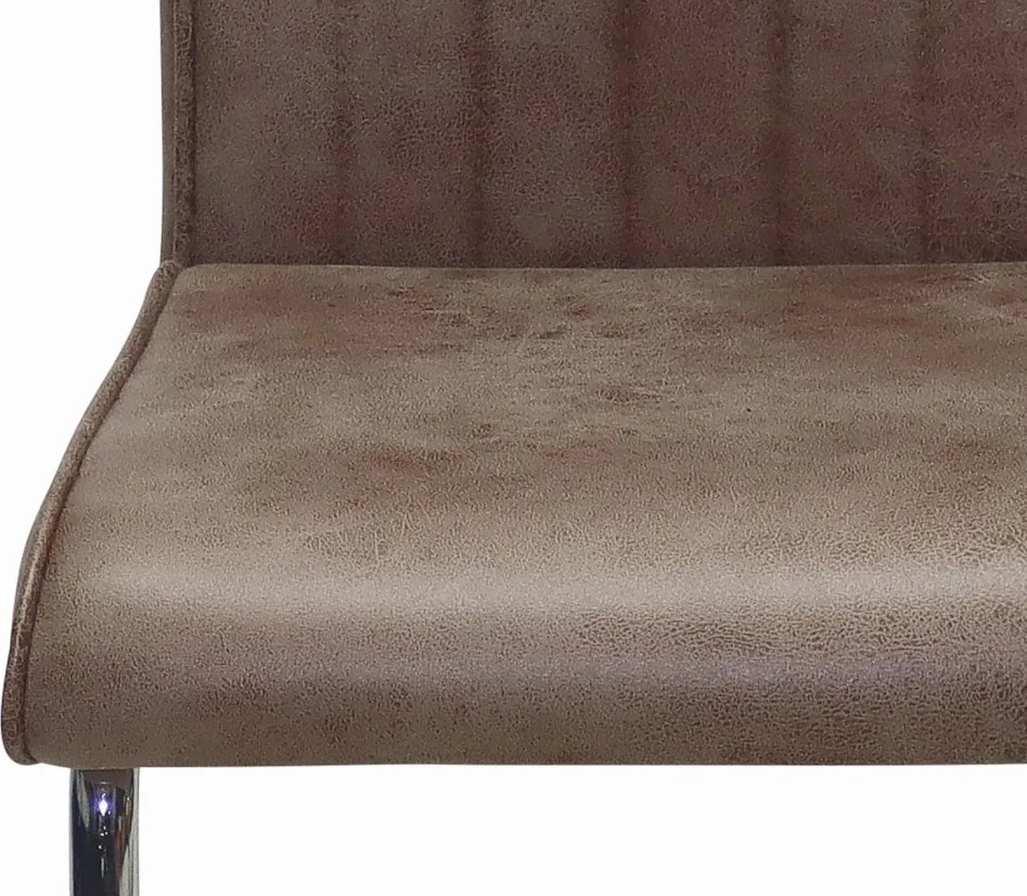 Jedálenská stolička Vertical, hnedá camel látka v optike lesklej kože