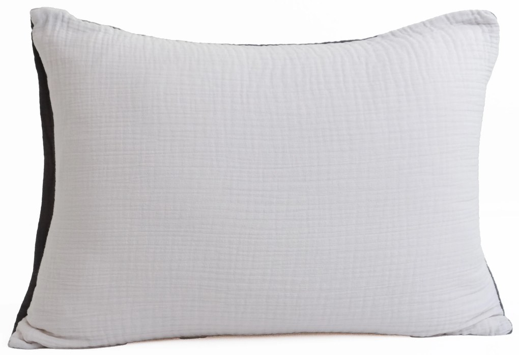 Mušelínová obliečka na vankúš 40 × 60 cm Alexia Duo - sivá/krémová