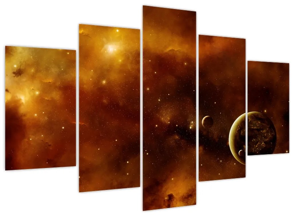 Obraz - Planéty s hmlovinou (150x105 cm)