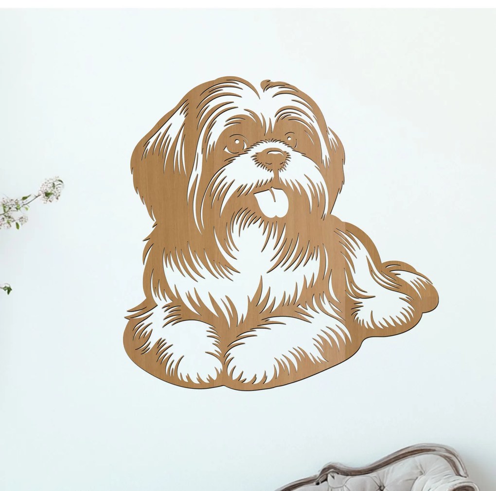 dřevo života Drevený obraz ležiaceho SHIH TZU Rozmery - cm: 40x40, Zvoľte farbu dekoru: Javor