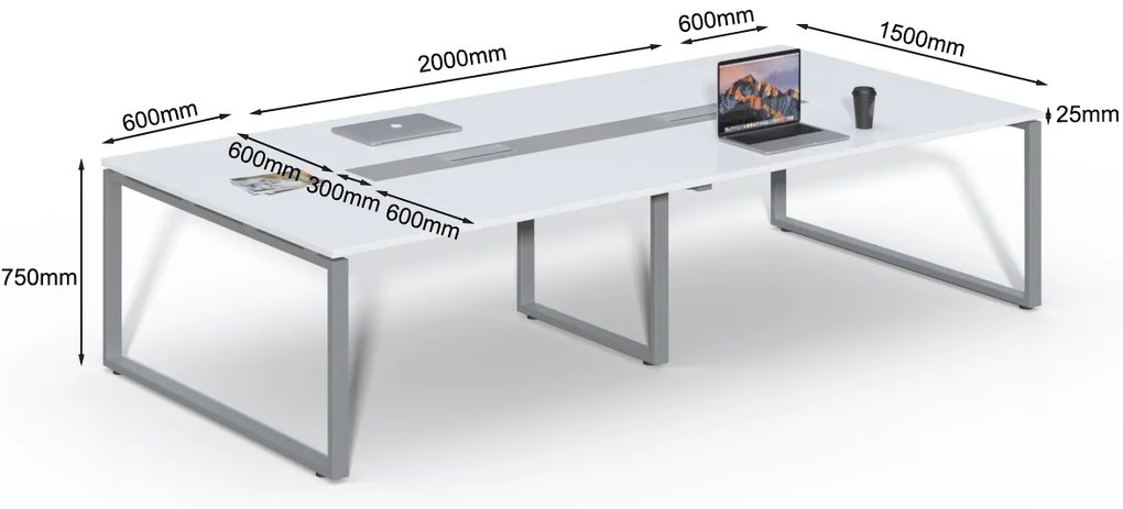 Rokovací stôl Houseland Prime Meet 02 320 cm biely