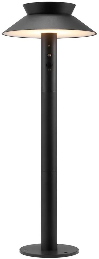Nordlux Čierny záhradný solárny LED stĺpik Justina s pohybovým čidlom zapichovací 5W 60cm 2418098003