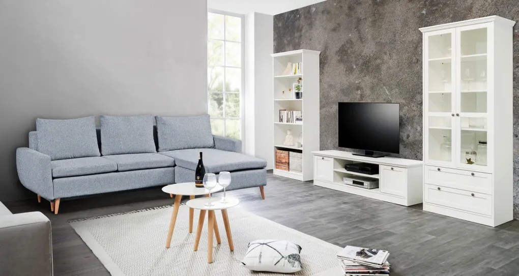 Rohová sedacia súprava Enjoy, béžovo-modrá tkanina