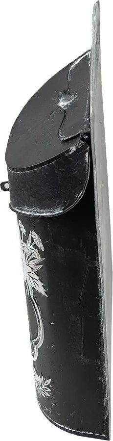 Čierna antik poštová schránka s kvetmi Country Courier - 26*10*35 cm