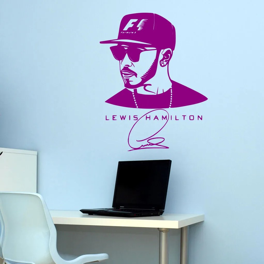Veselá Stena Samolepka na stenu na stenu Lewis Hamilton F1 Farba: černá